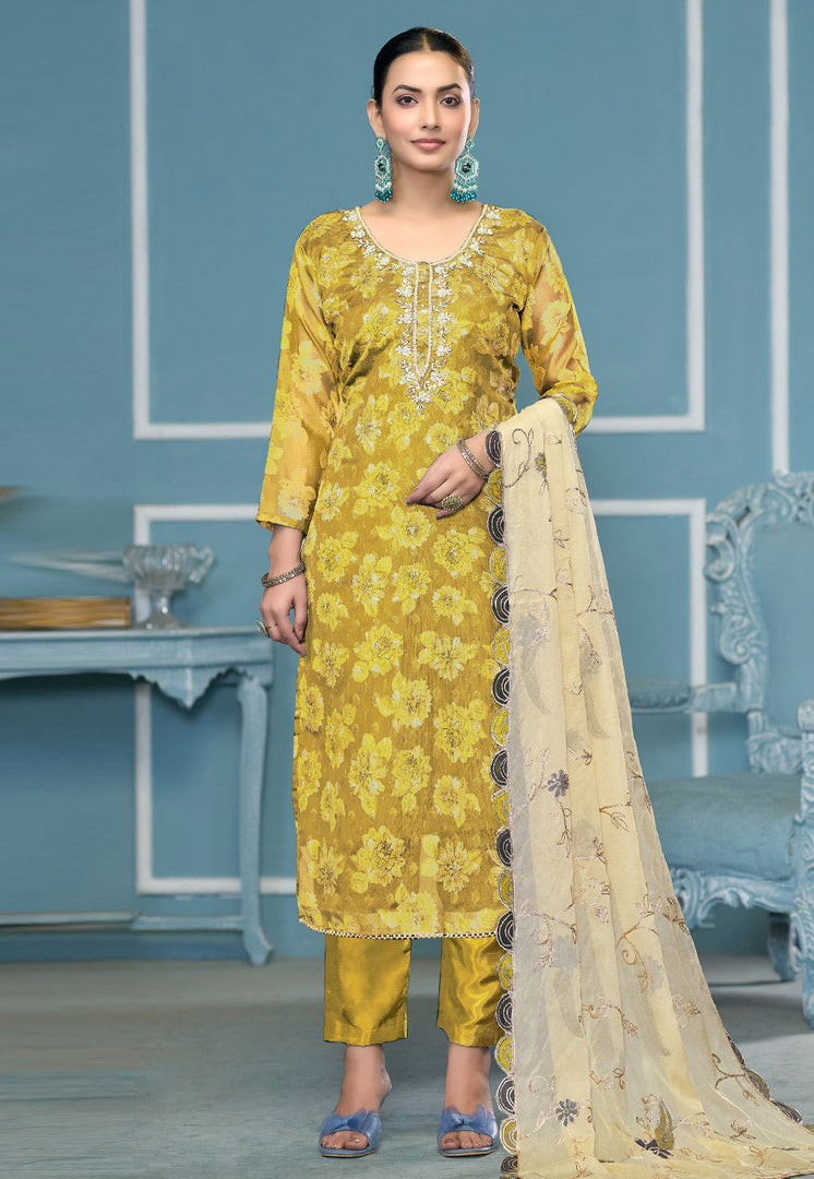 Mustard Viscose Pant Style Suit