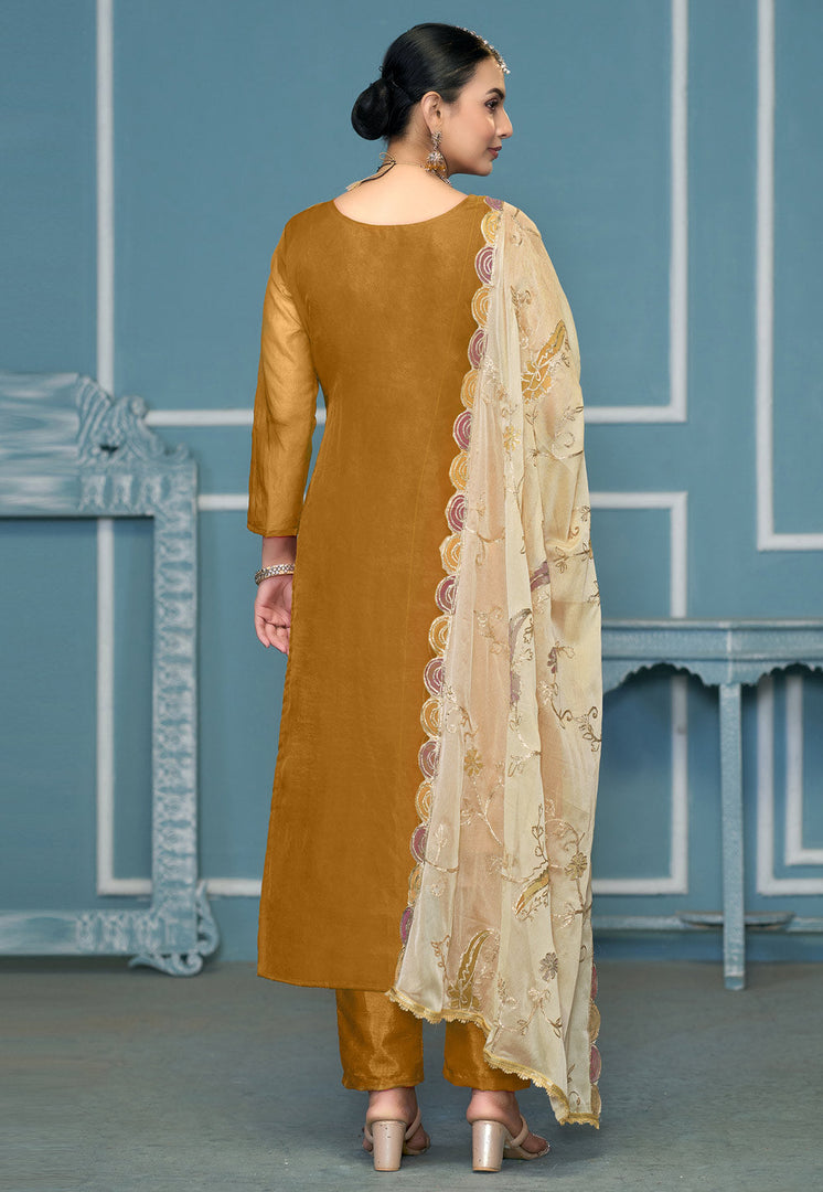 Mustard Viscose Pant Style Suit