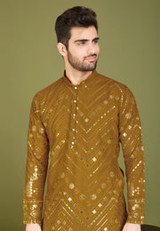 Mustard Viscose Rayon Kurta Pajama