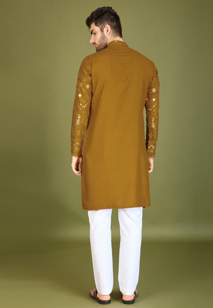 Mustard Viscose Rayon Kurta Pajama