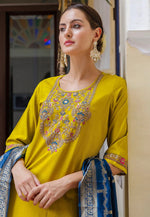Load image into Gallery viewer, Mustard Viscose Rayon Readymade Pakistani Suit
