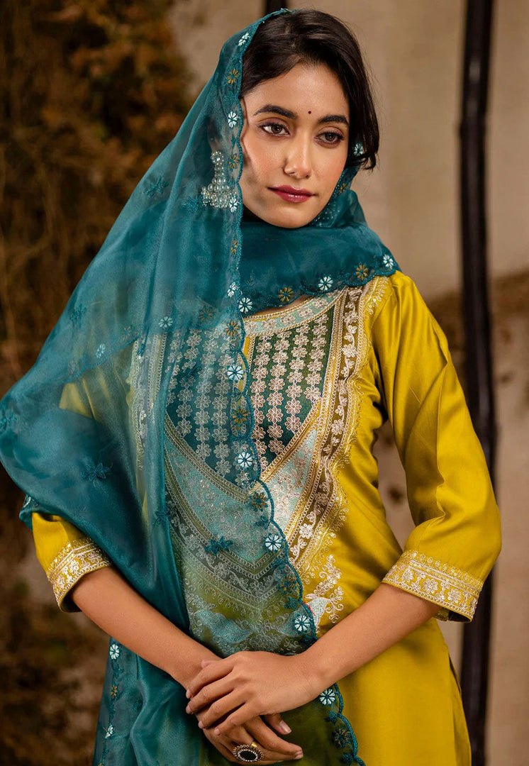 Mustard Viscose Rayon Readymade Pant Style Suit
