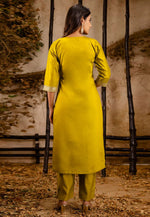 Load image into Gallery viewer, Mustard Viscose Rayon Readymade Pant Style Suit
