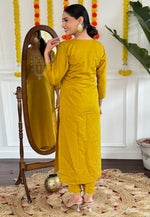 Load image into Gallery viewer, Mustard Viscose Readymade Pakistani Suit
