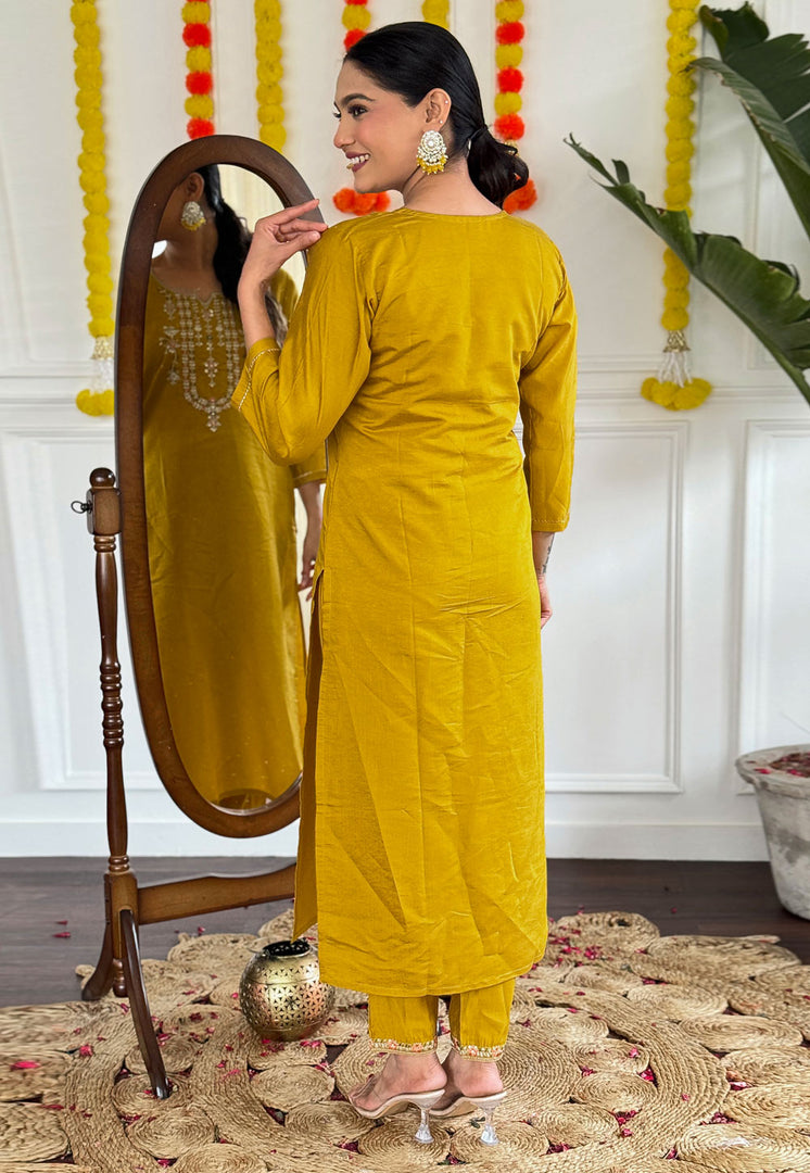 Mustard Viscose Readymade Pakistani Suit