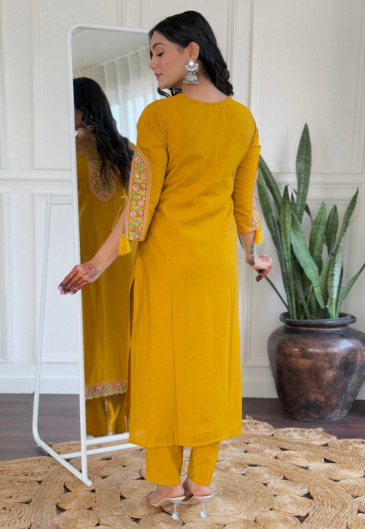 Mustard Viscose Readymade Pakistani Suit
