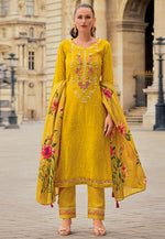 Load image into Gallery viewer, Mustard Viscose Readymade Pant Style Suit
