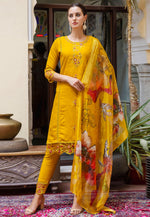 Load image into Gallery viewer, Mustard Viscose Readymade Pant Style Suit
