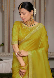 Mustard Viscose Saree With Blouse