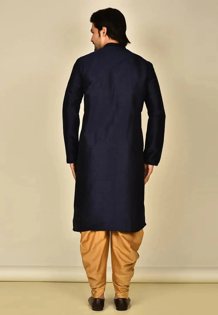 Navy Blue Art Silk Dhoti Kurta