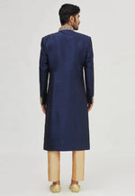 Load image into Gallery viewer, Navy Blue Art Silk Indo Western Sherwani

