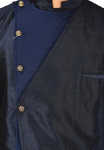 Load image into Gallery viewer, Navy Blue Art Silk Indo Western Suit
