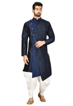 Load image into Gallery viewer, Navy Blue Art Silk Indo Western Suit

