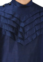 Load image into Gallery viewer, Navy Blue Art Silk Indo Western Suit
