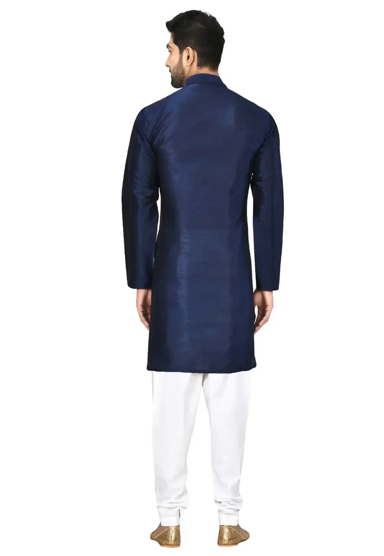 Navy Blue Art Silk Indo Western Suit