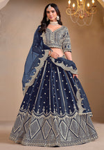 Load image into Gallery viewer, Navy Blue Art Silk Lehenga Choli
