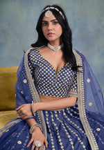 Load image into Gallery viewer, Navy Blue Art Silk Lehenga Choli
