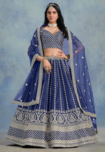 Load image into Gallery viewer, Navy Blue Art Silk Lehenga Choli
