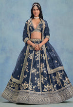 Load image into Gallery viewer, Navy Blue Art Silk Lehenga Choli
