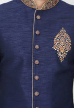 Load image into Gallery viewer, Navy Blue Art Silk Sherwani
