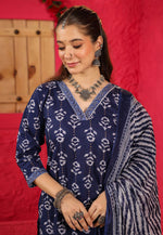 Load image into Gallery viewer, Navy Blue Chanderi Readymade Pakistani Suit
