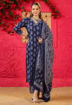 Load image into Gallery viewer, Navy Blue Chanderi Readymade Pakistani Suit
