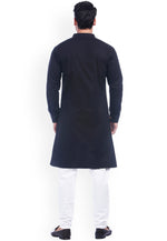 Load image into Gallery viewer, Navy Blue Cotton Indo Western Suit
