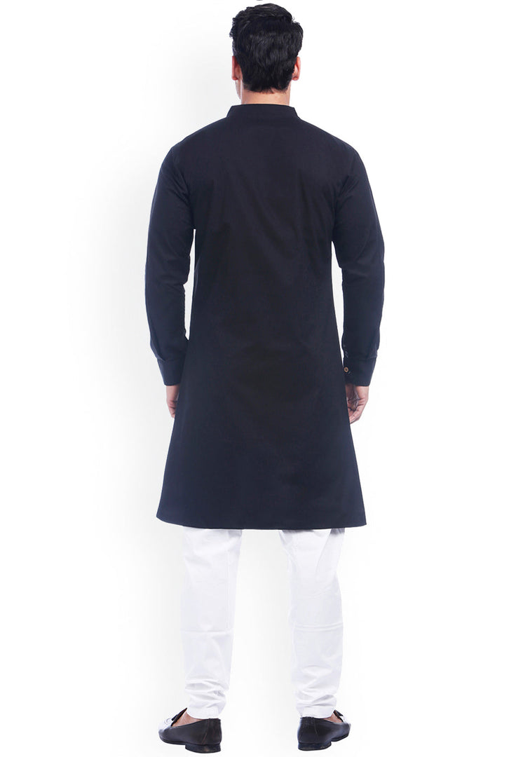 Navy Blue Cotton Indo Western Suit