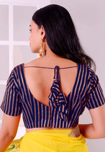 Load image into Gallery viewer, Navy Blue Cotton Jacquard Readymade Blouse
