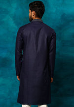 Load image into Gallery viewer, Navy Blue Cotton Kurta Pajama
