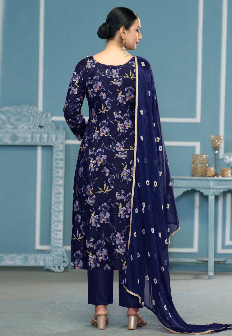 Navy Blue Cotton Pant Style Suit