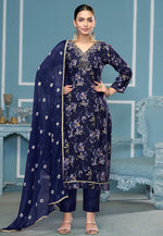 Load image into Gallery viewer, Navy Blue Cotton Pant Style Suit
