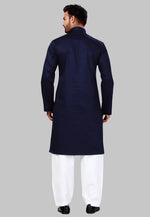 Load image into Gallery viewer, Navy Blue Cotton Pathani Suit

