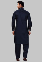 Load image into Gallery viewer, Navy Blue Cotton Pathani Suit
