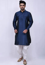 Load image into Gallery viewer, Navy Blue Cotton Pathani Suit

