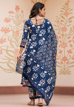 Load image into Gallery viewer, Navy Blue Cotton Readymade Anarkali Suit
