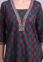 Load image into Gallery viewer, Navy Blue Cotton Readymade Pakistani Suit
