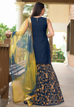 Load image into Gallery viewer, Navy Blue Cotton Silk Readymade Gharara Suit
