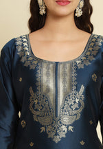 Load image into Gallery viewer, Navy Blue Cotton Silk Readymade Pakistani Suit
