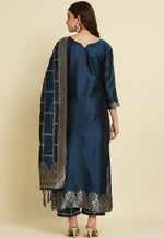 Load image into Gallery viewer, Navy Blue Cotton Silk Readymade Pakistani Suit
