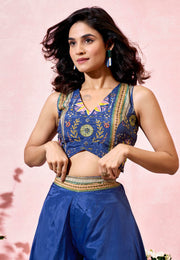 Navy Blue Crepe Jacket Style Suit