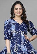 Load image into Gallery viewer, Navy Blue Crepe Printed Gown
