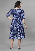 Load image into Gallery viewer, Navy Blue Crepe Printed Gown
