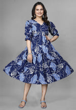 Load image into Gallery viewer, Navy Blue Crepe Printed Gown

