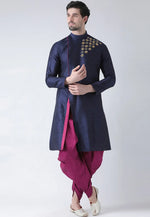 Load image into Gallery viewer, Navy Blue Dupion Silk Dhoti Kurta
