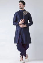 Load image into Gallery viewer, Navy Blue Dupion Silk Dhoti Kurta
