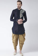 Load image into Gallery viewer, Navy Blue Dupion Silk Dhoti Kurta
