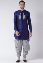 Load image into Gallery viewer, Navy Blue Dupion Silk Dhoti Kurta
