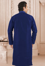 Load image into Gallery viewer, Navy Blue Dupion Silk Kurta Pajama
