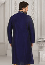 Load image into Gallery viewer, Navy Blue Dupion Silk Kurta Pajama
